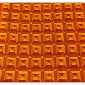 Retro Geometric Cotton Fabric Fat Quarter 18" x 22" Orange Yellow Craft Sewing M